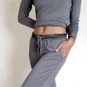 Faceplant Dreams Bamboo Pajama Pants in Earl Grey Drawstring Women’s 
Large